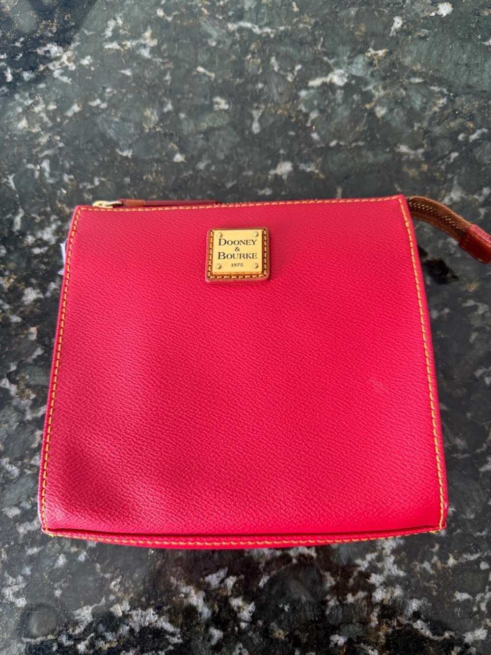 Dooney & Bourke Red Leather Small Purse with Gold Plaque